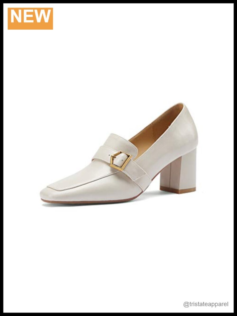 Genuine Leather Oxford Loafers Square Toe Mid Heel Slip On Business Casual
